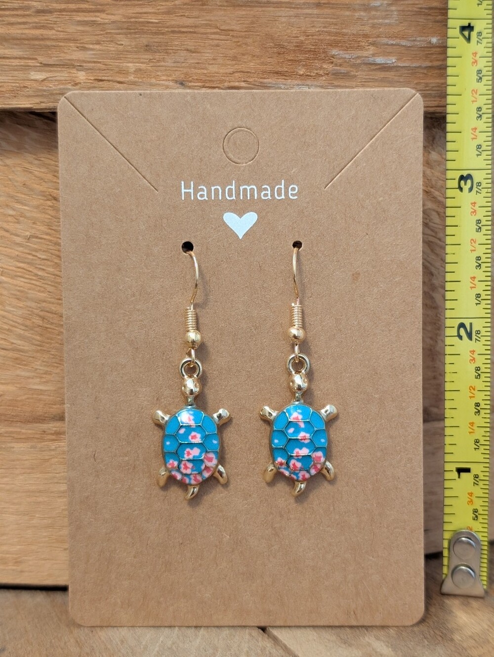 Turtle Enamel Metal Earrings NEW